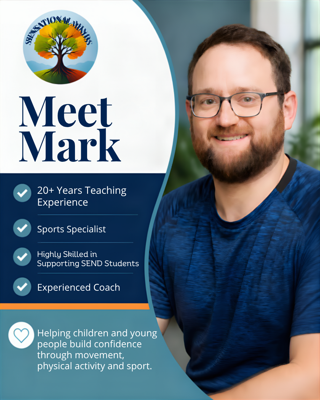 Meet Mark: over 20 years' teaching experience, sports specialist, highly skilled in supporting SEND students and an experienced coach, helping young people build confidence through movement, physical activity and sport.
