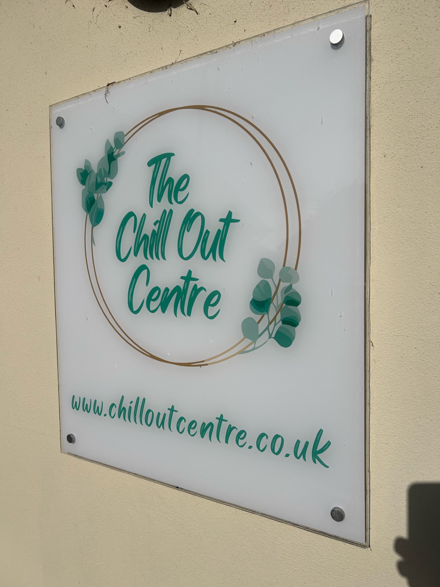 The Chill Out Centre sign mounted beside the entrance