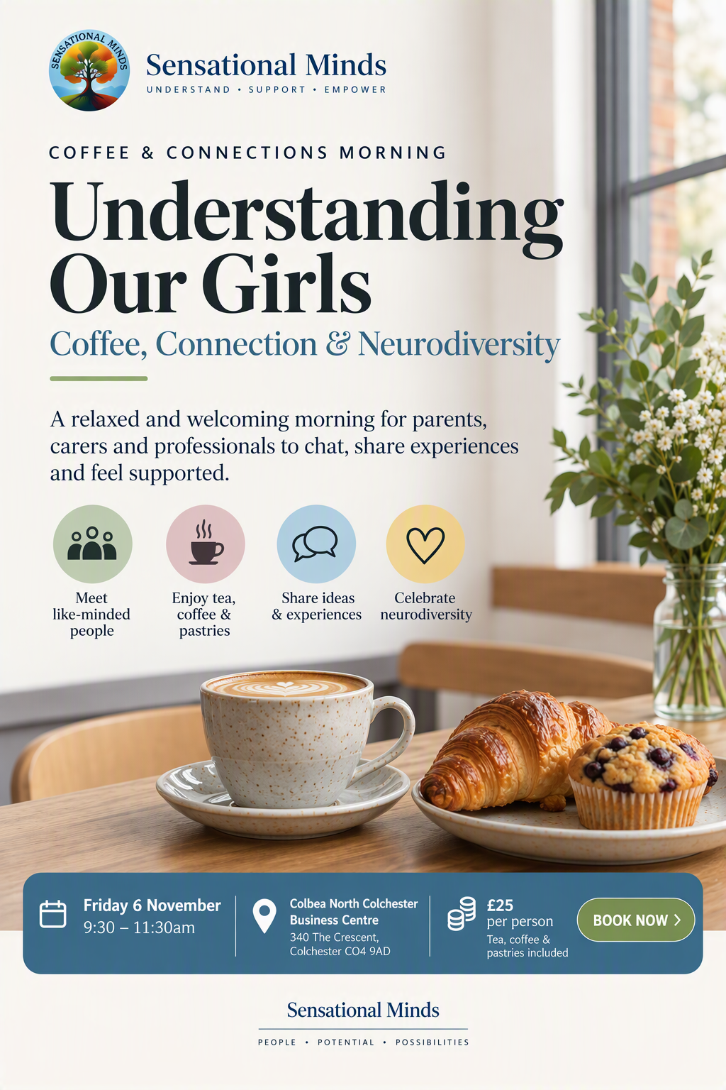 Understanding Our Girls booking poster: 6 November, 9:30–11:30am, Colbea North Colchester Business Centre, £25 per person